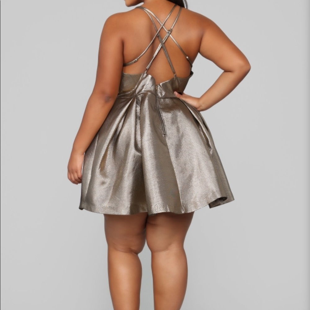 Fashion Nova Metallic Gold Mini Dress - Picture 7 of 8